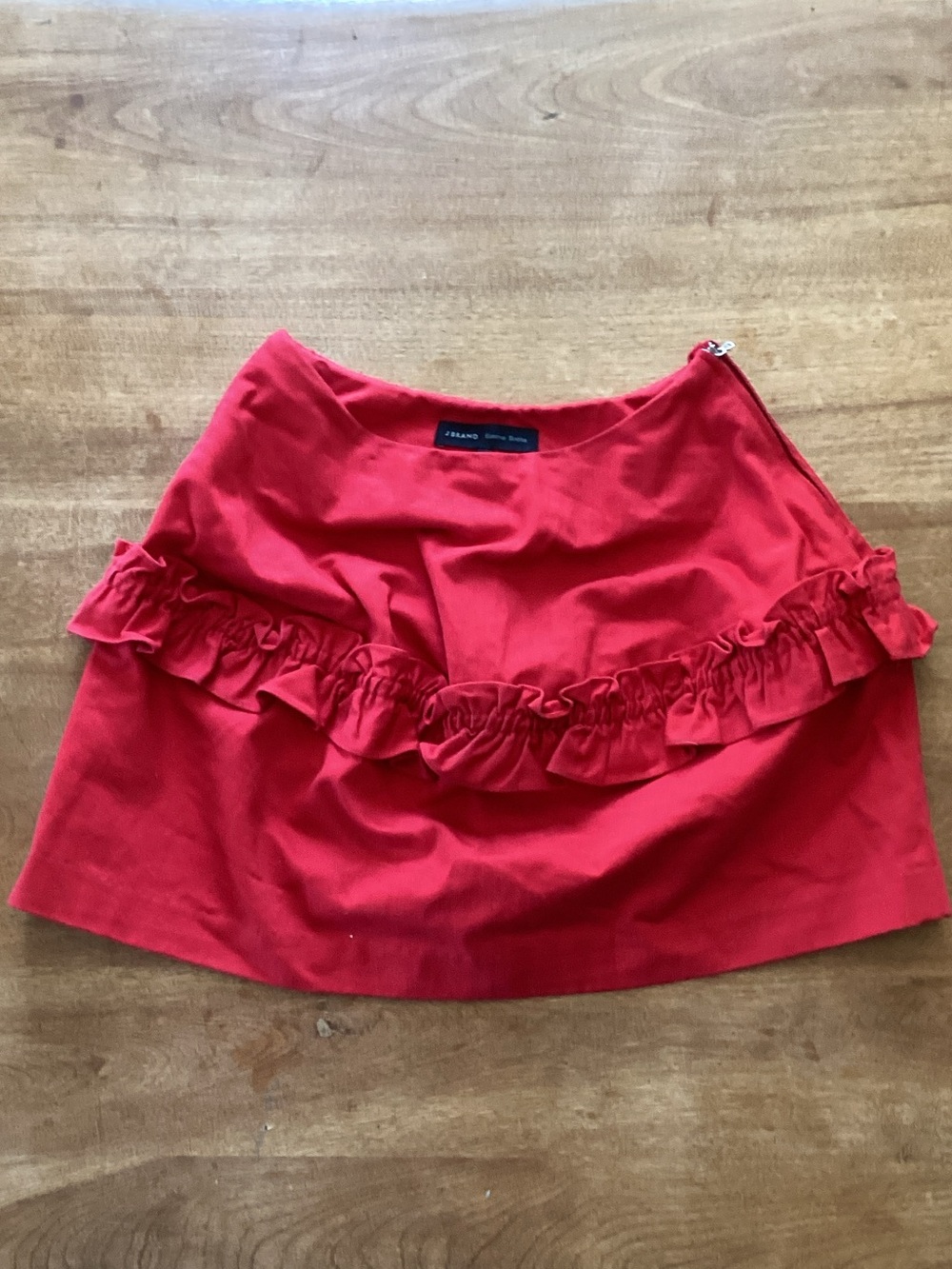J Brand /Simone Rocha Red Ruffled Mini Skirt - Denim Sz M